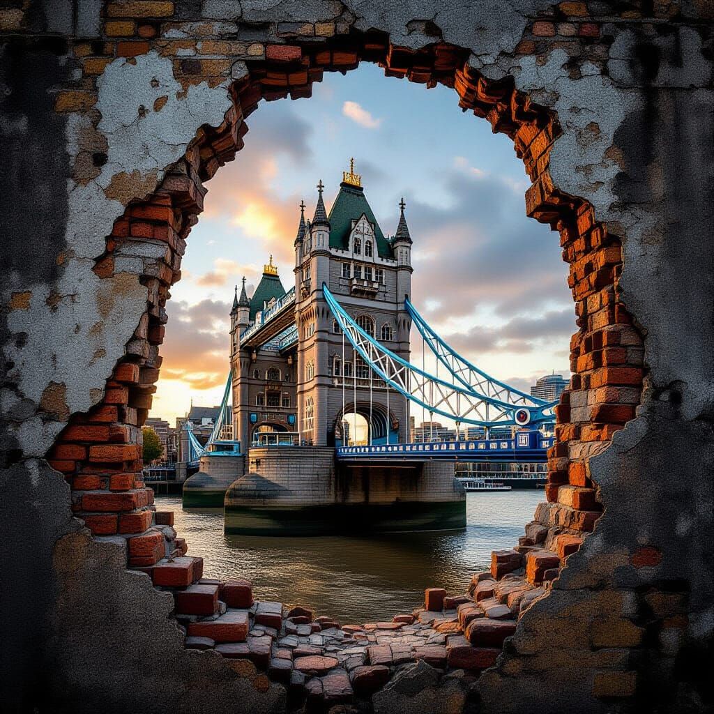 Urban Decay by Iconic Bridge in Photorealistic Style