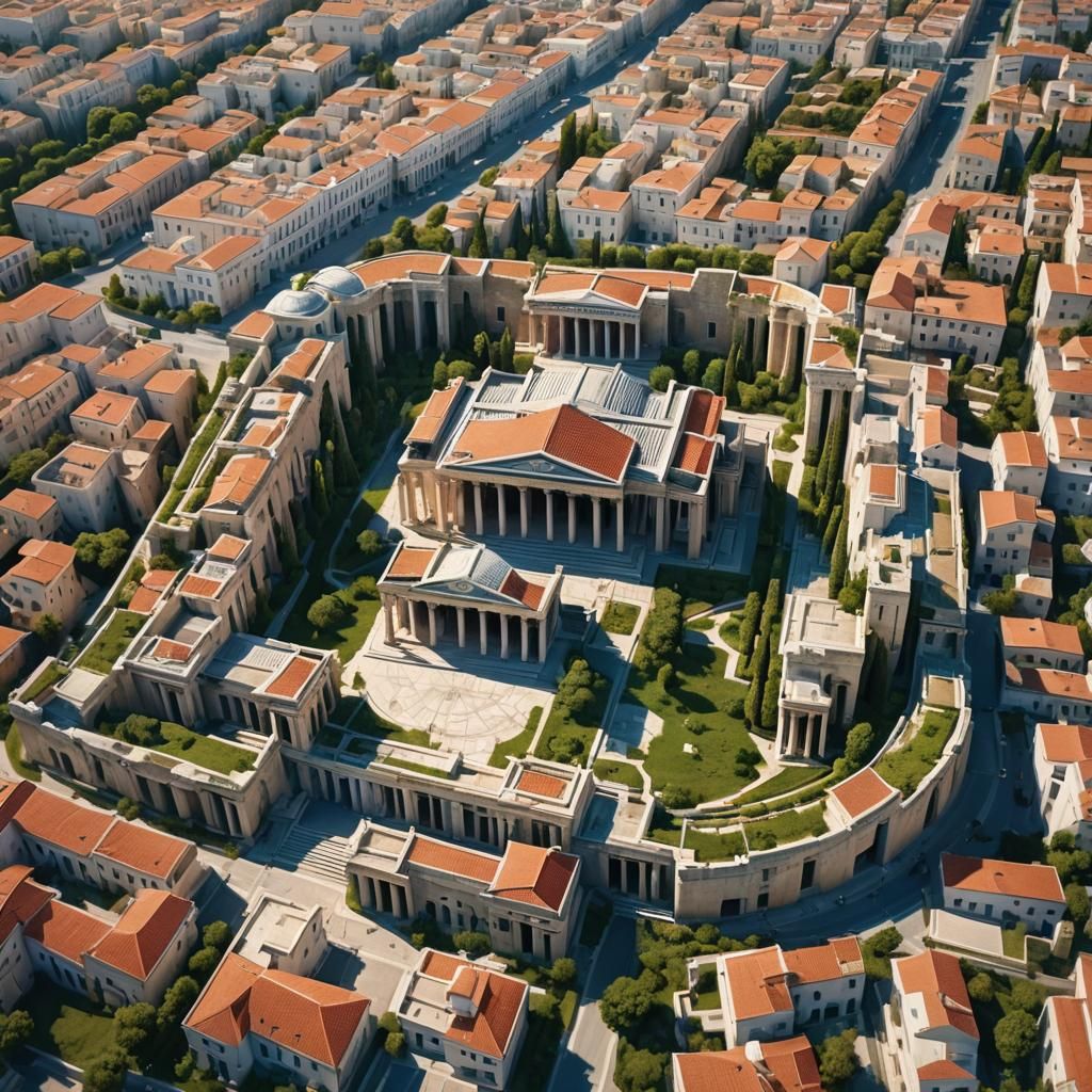 Thriving Greek Polis in Neoclassical Digital Art