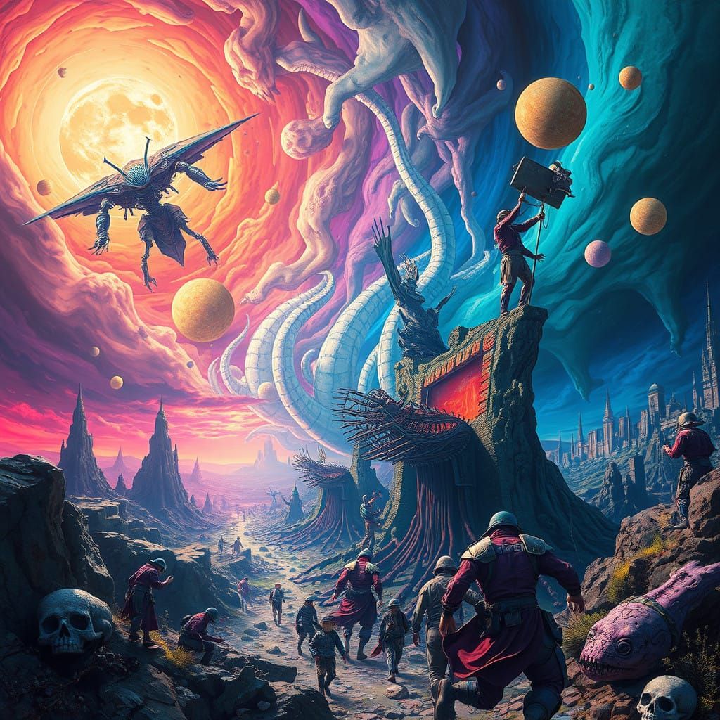 Surrealist Dreamscape in Iridescent Hues