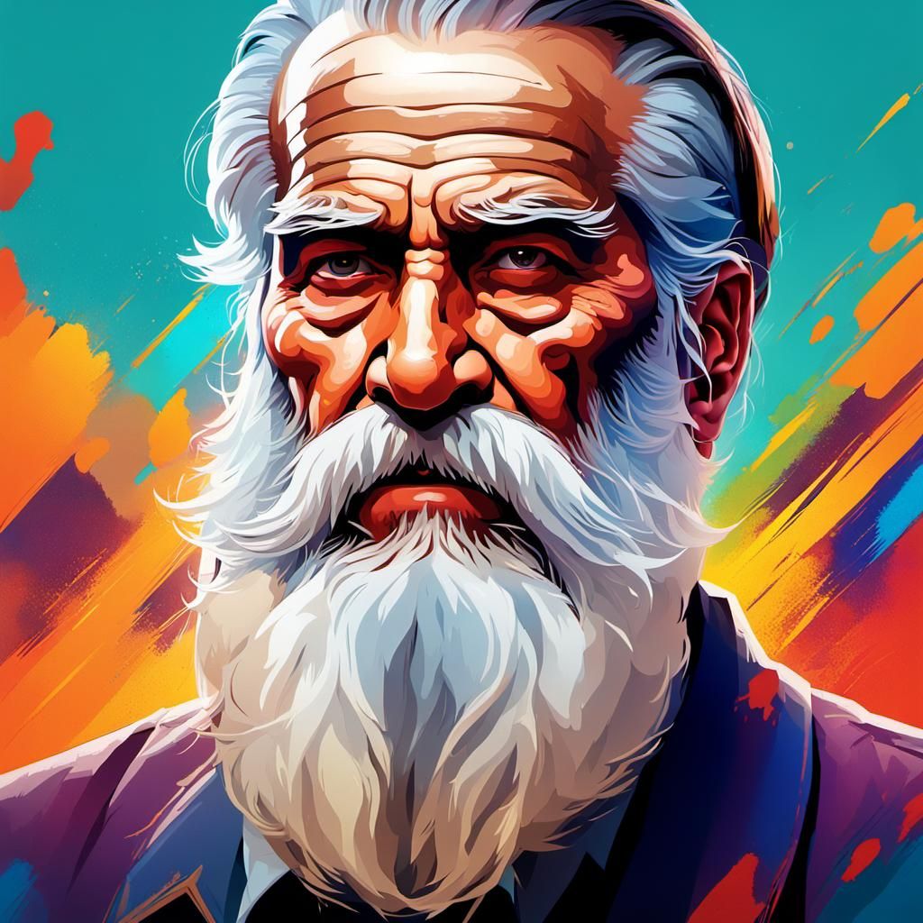 Detailed Portrait of an Old Man in Hyperrealism Style
