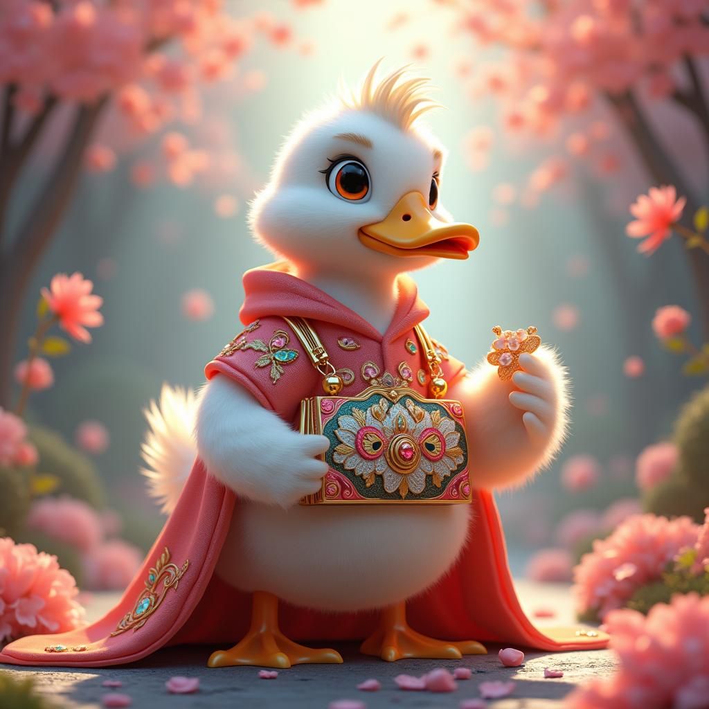 Duck in Jeweled Cloak with Golden Purse
