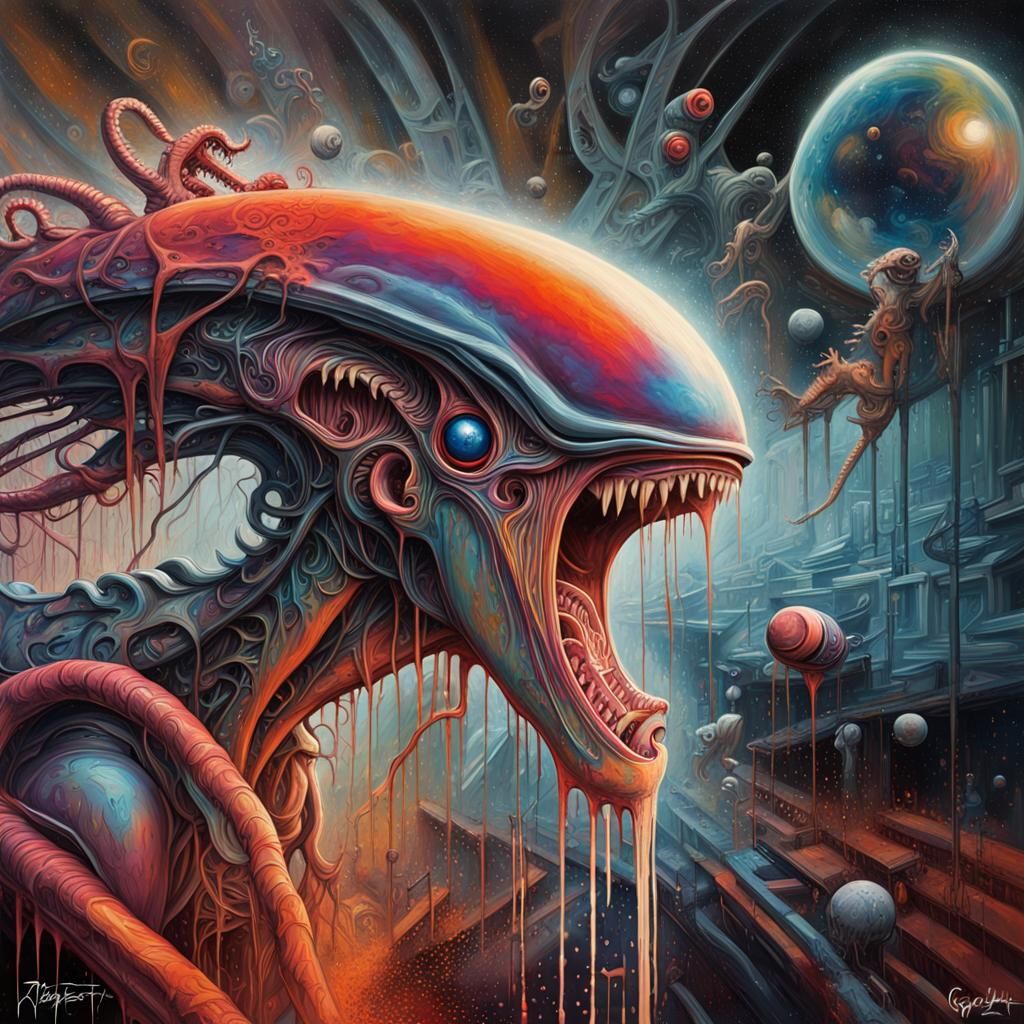 Polychromatic Space Alien in Graffiti Art Style