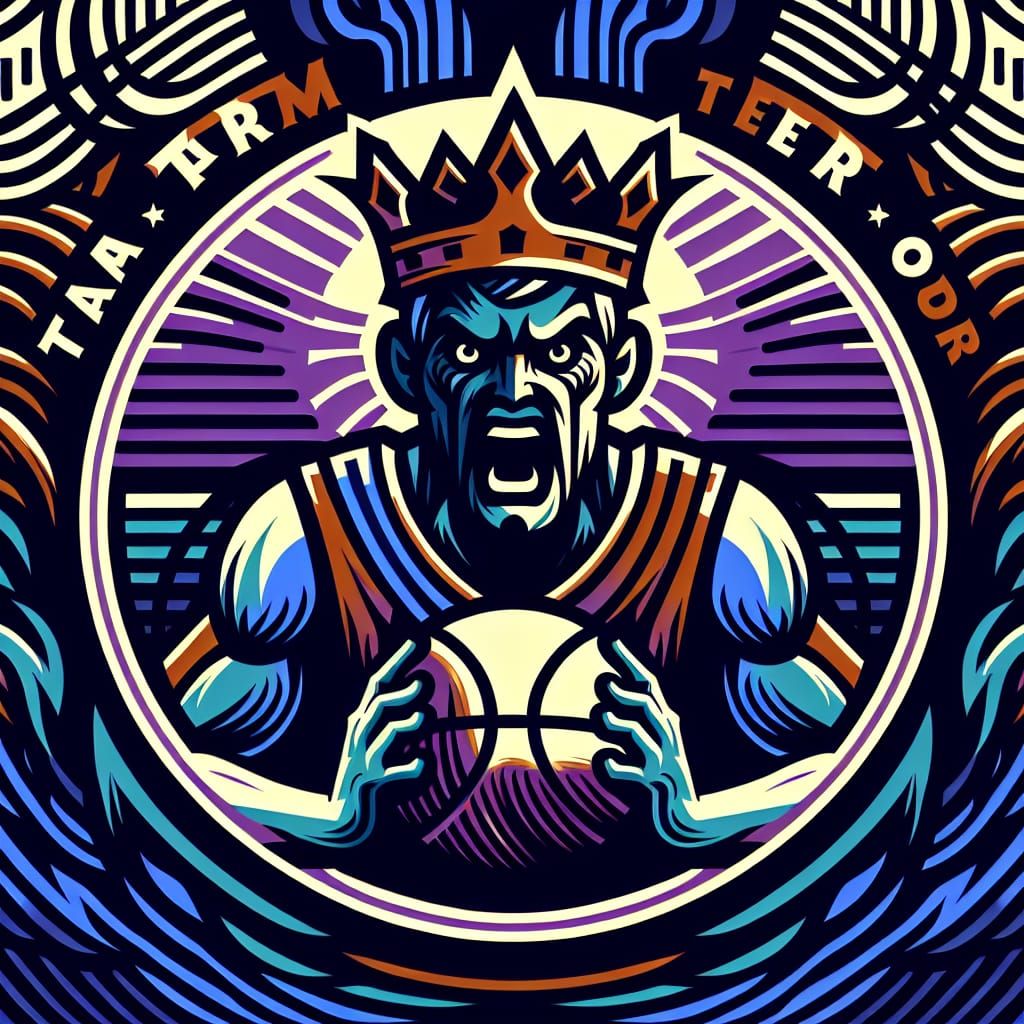 Abstract Royal Basketball Logo in Symbolist Style