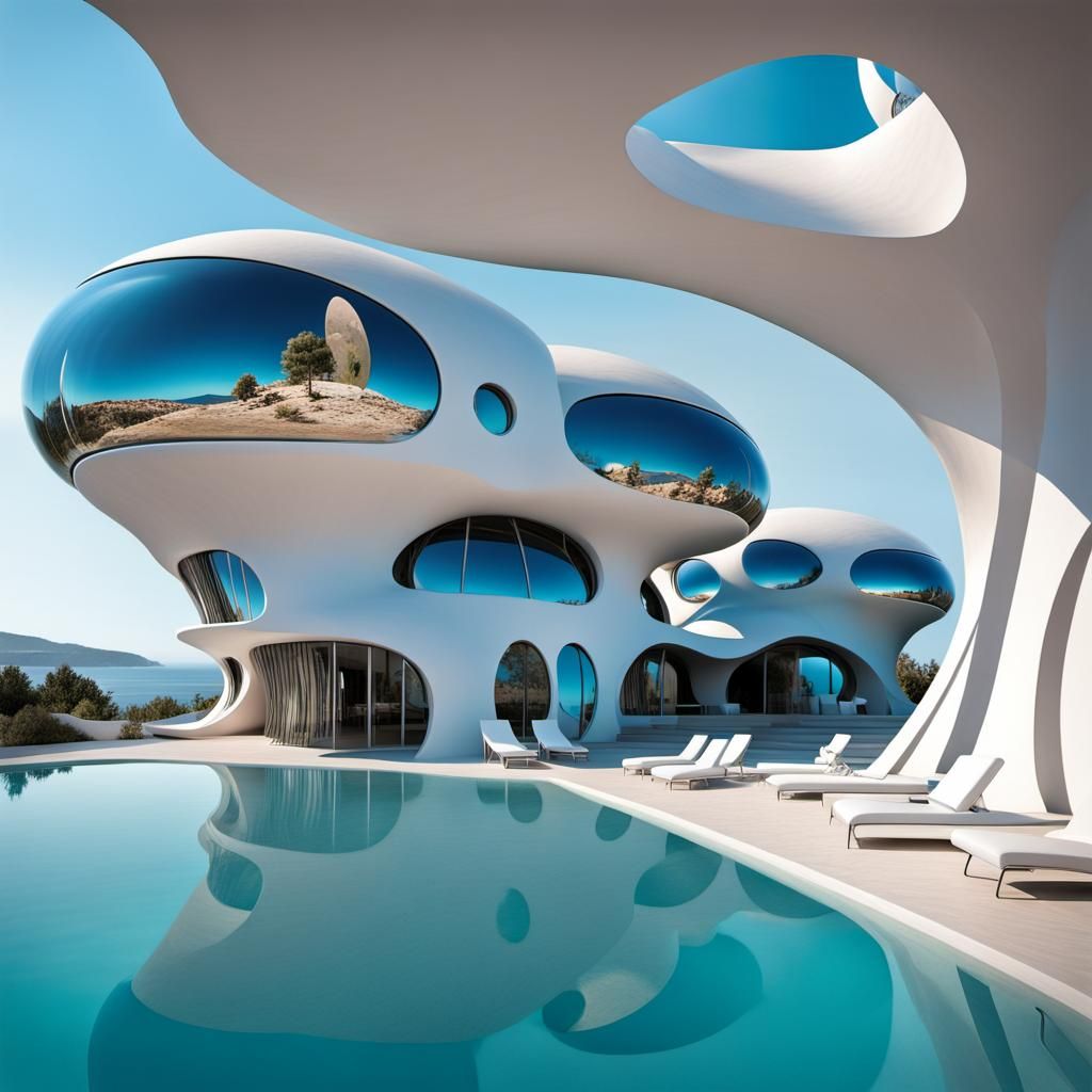Surreal Futuristic Alien Hotel in Greece