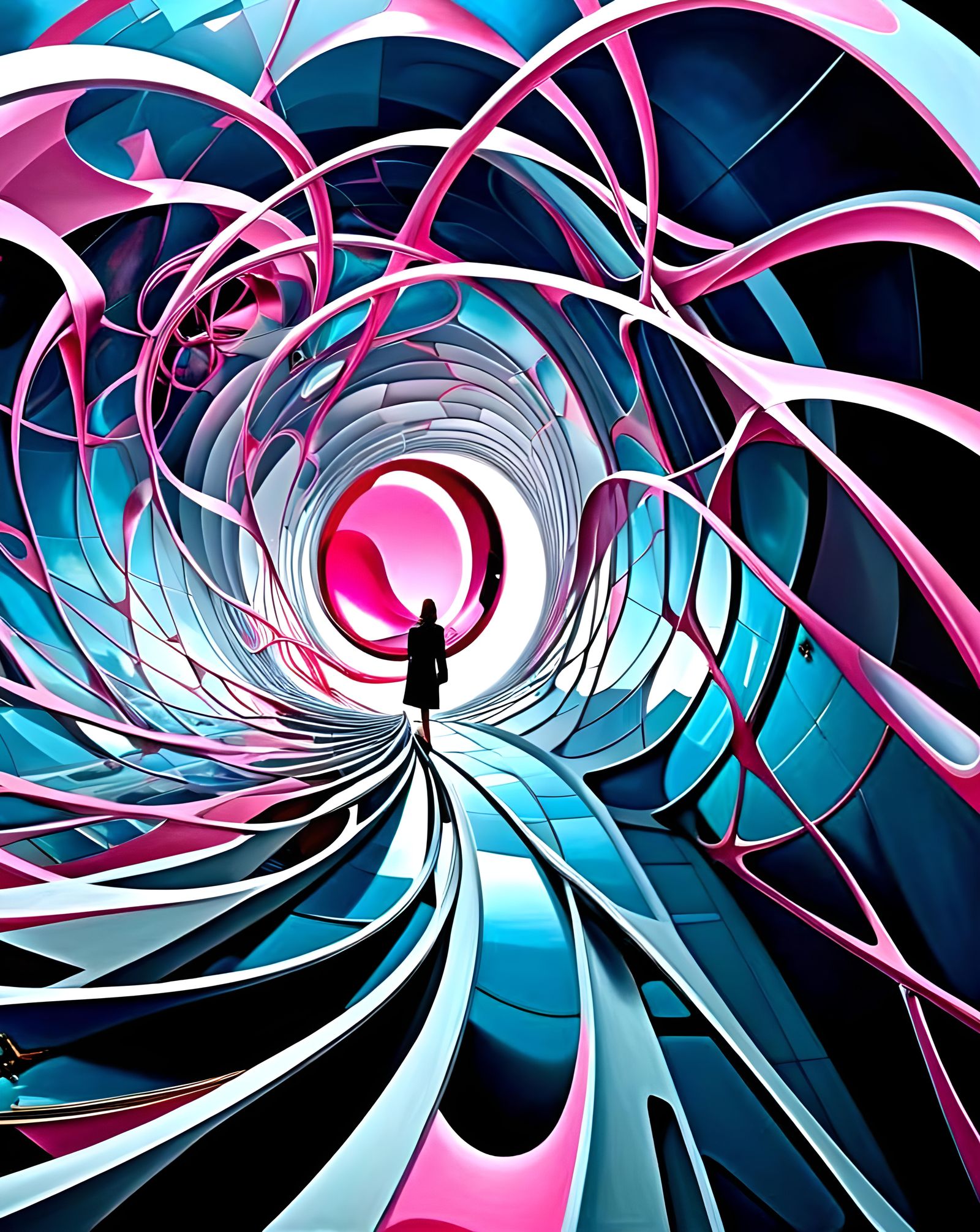 Surreal Helix Interior Space as Oil Painting