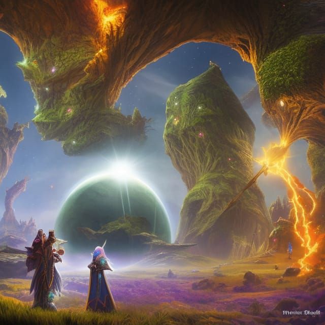 Dark Wizard with Diamond Orb Staff in Hyperrealism