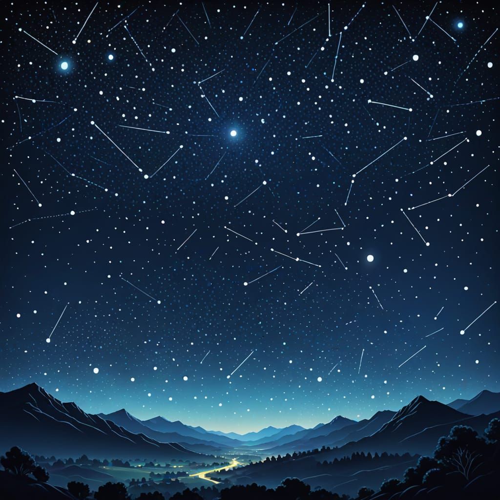 Stylized Constellation in Night Sky Digital Art