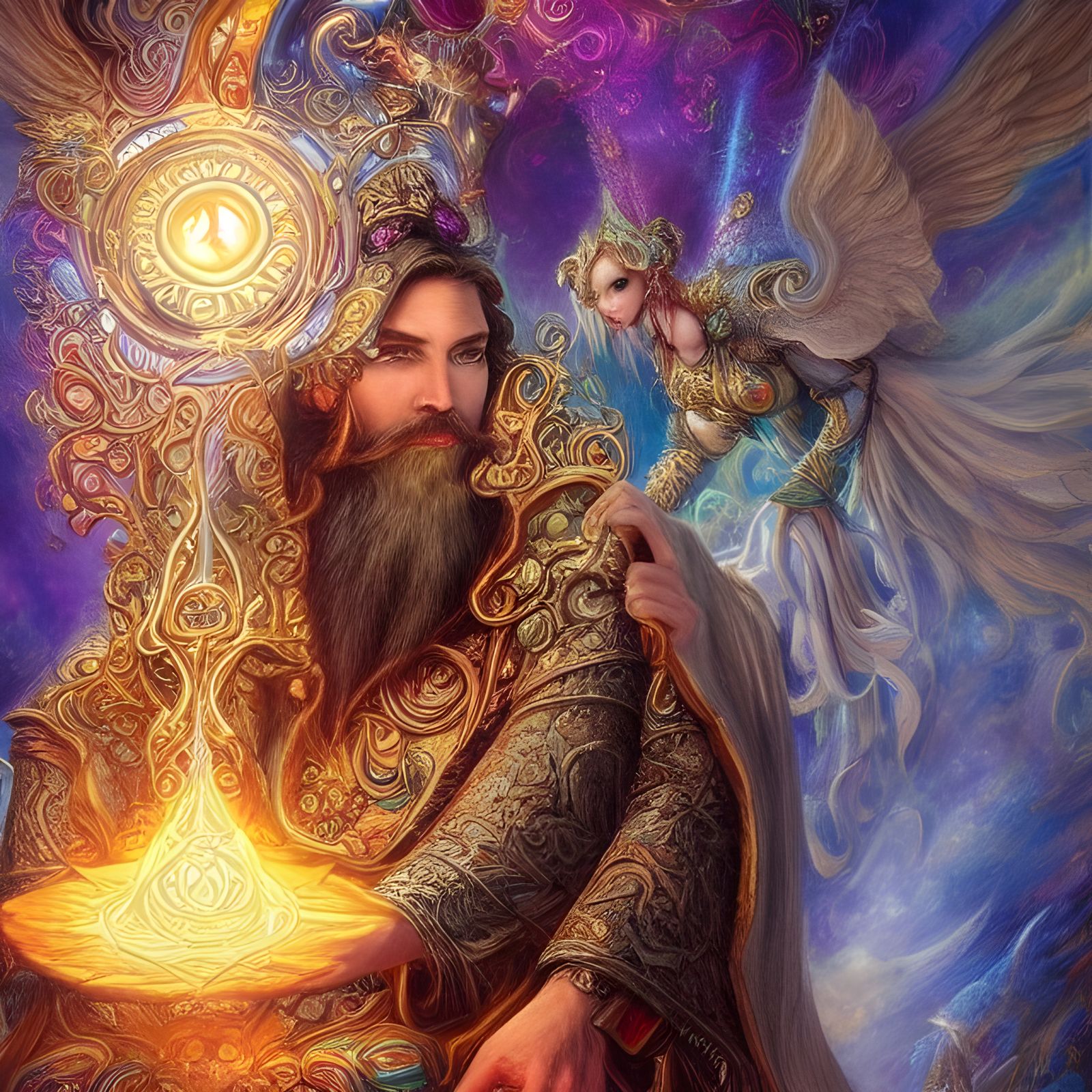 Mage with Silver Robe in Fairycore Style