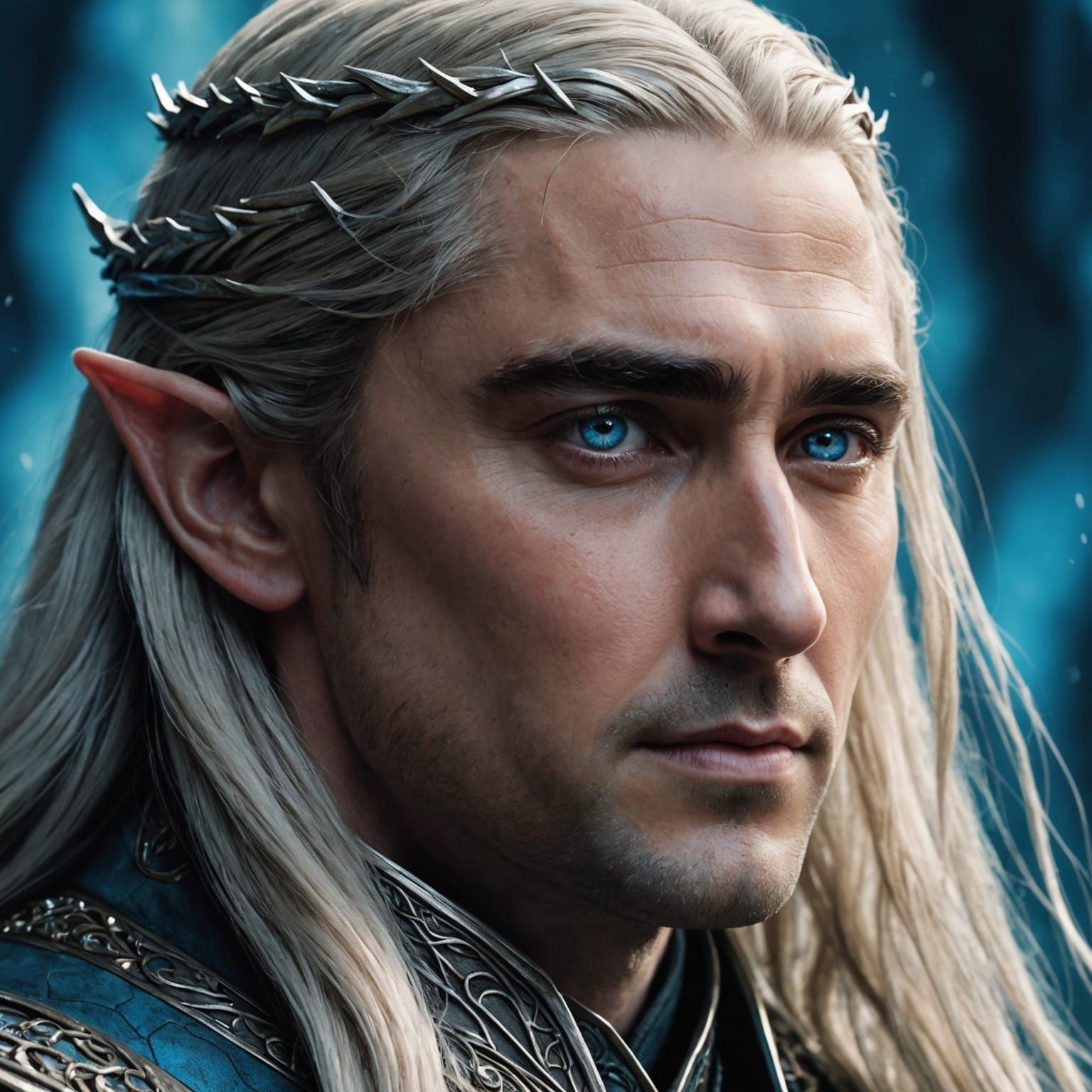 Hyperrealistic Portrait of a Young Man with Blue Eyes