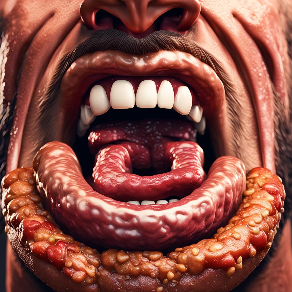 Hyperrealistic 3D Render: Man and Sausage