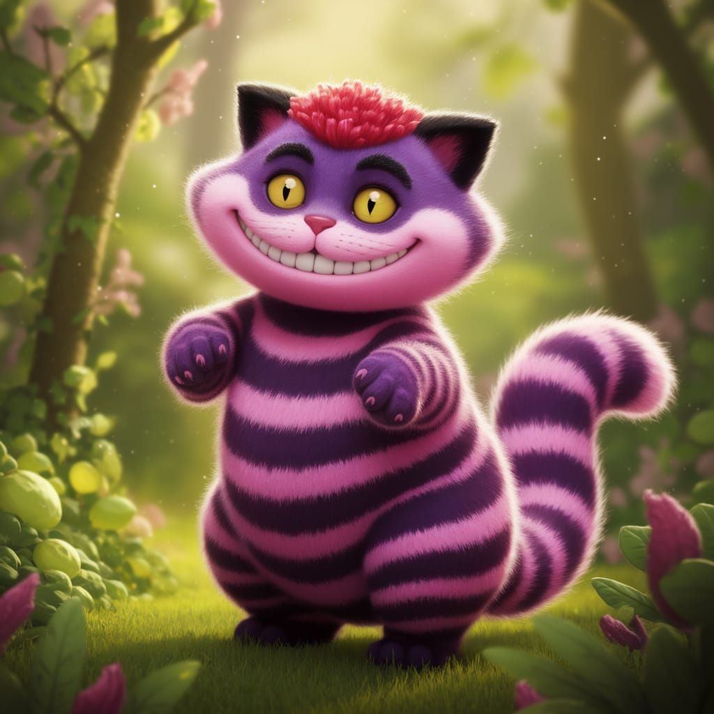 Whimsical Cheshire Cat in Enchanted Forest