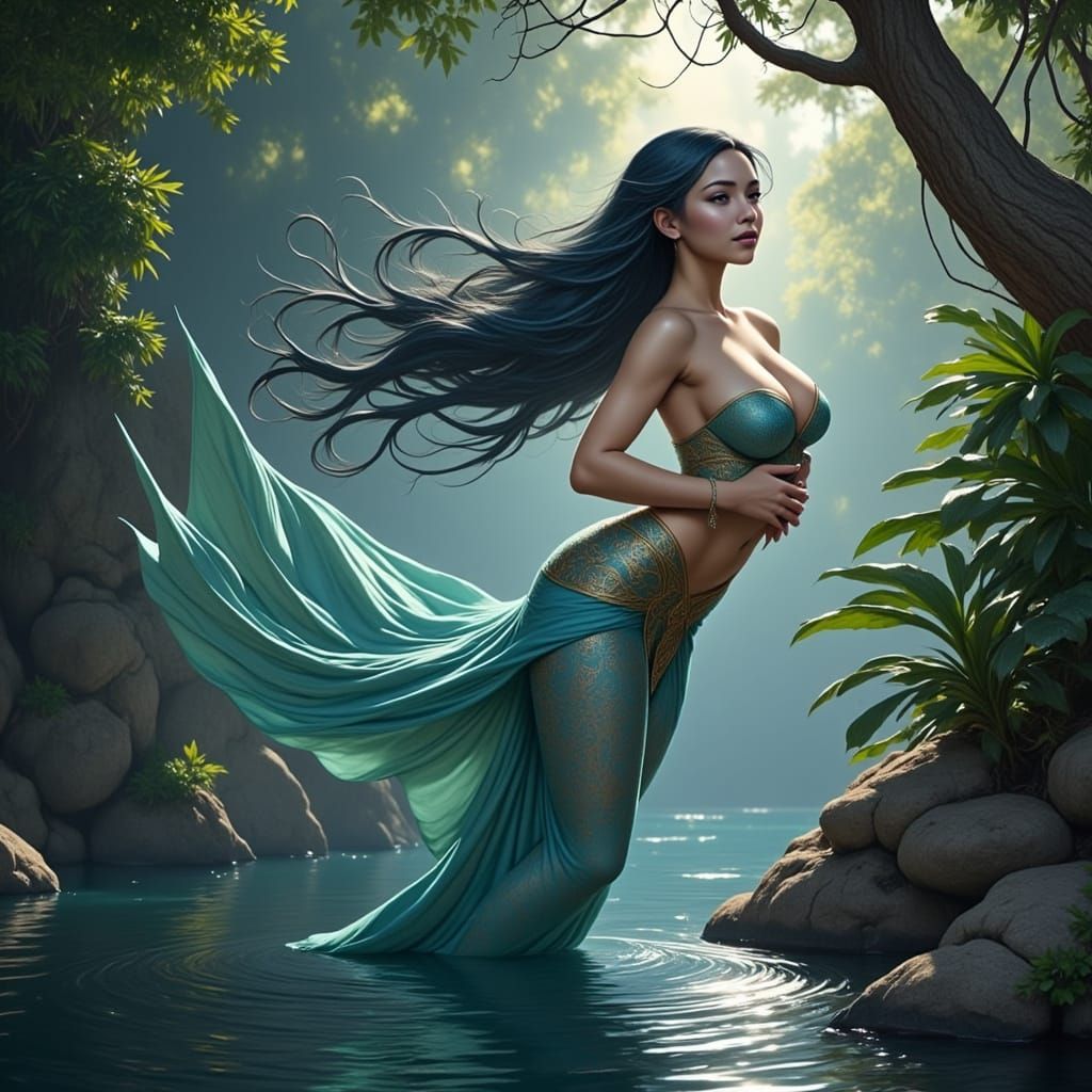 Filipino River Spirit Sirinan in Art Nouveau Style