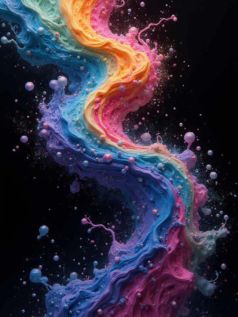 Swirling Rainbow Paint Marbling in Fantasy Concept Art