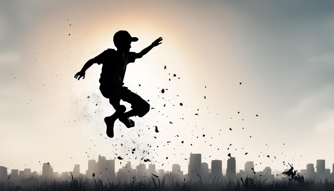 Silhouette of Boy Jumping: Detailed Matte Painting