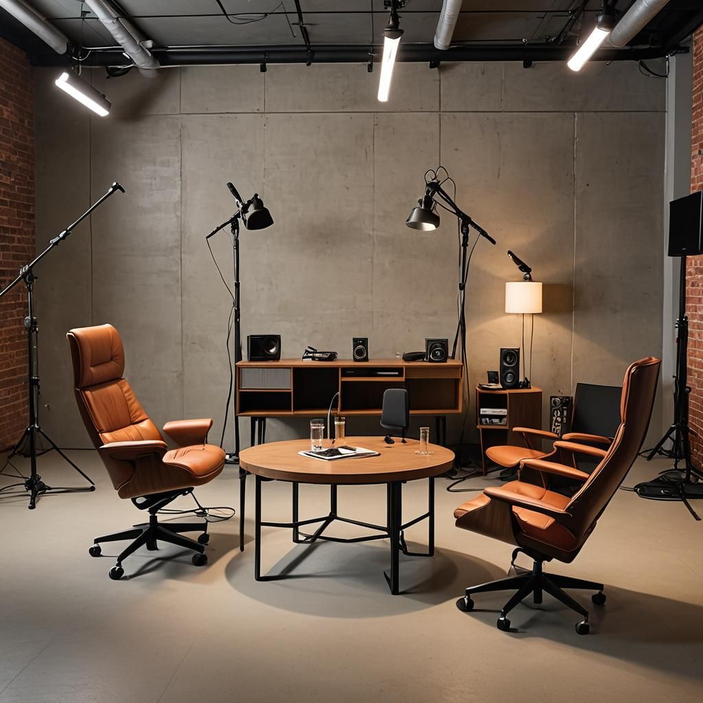Podcast Studio Interior with Modern Furnishings