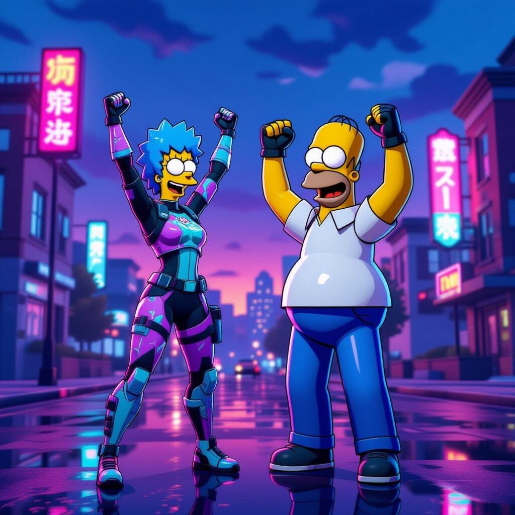 Fortnite Character & Homer Simpson in Cosmic City