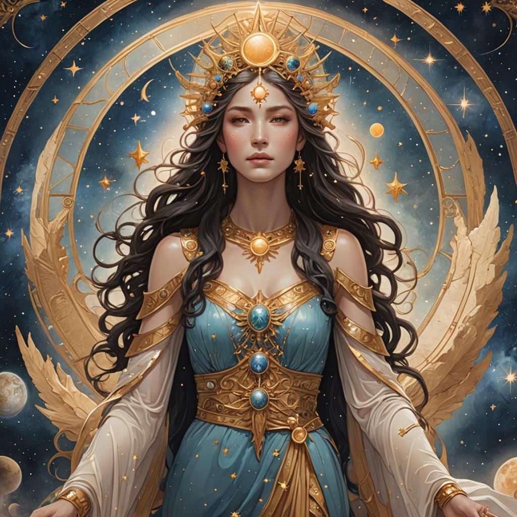 Ethereal Celestial Goddess Digital Art