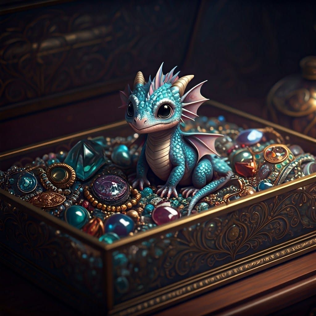 Iridescent Baby Dragon's Glass Jewelry Trove