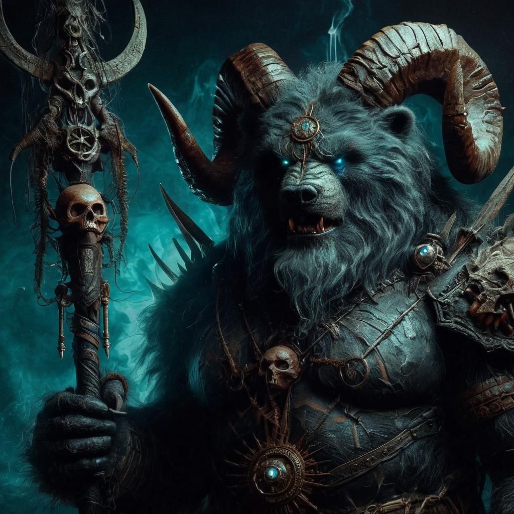 Ominous Kodiak Bear Summoner in Darkness