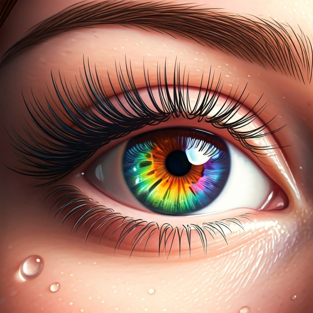 Rainbow Eye Close-Up in Pop Art Style