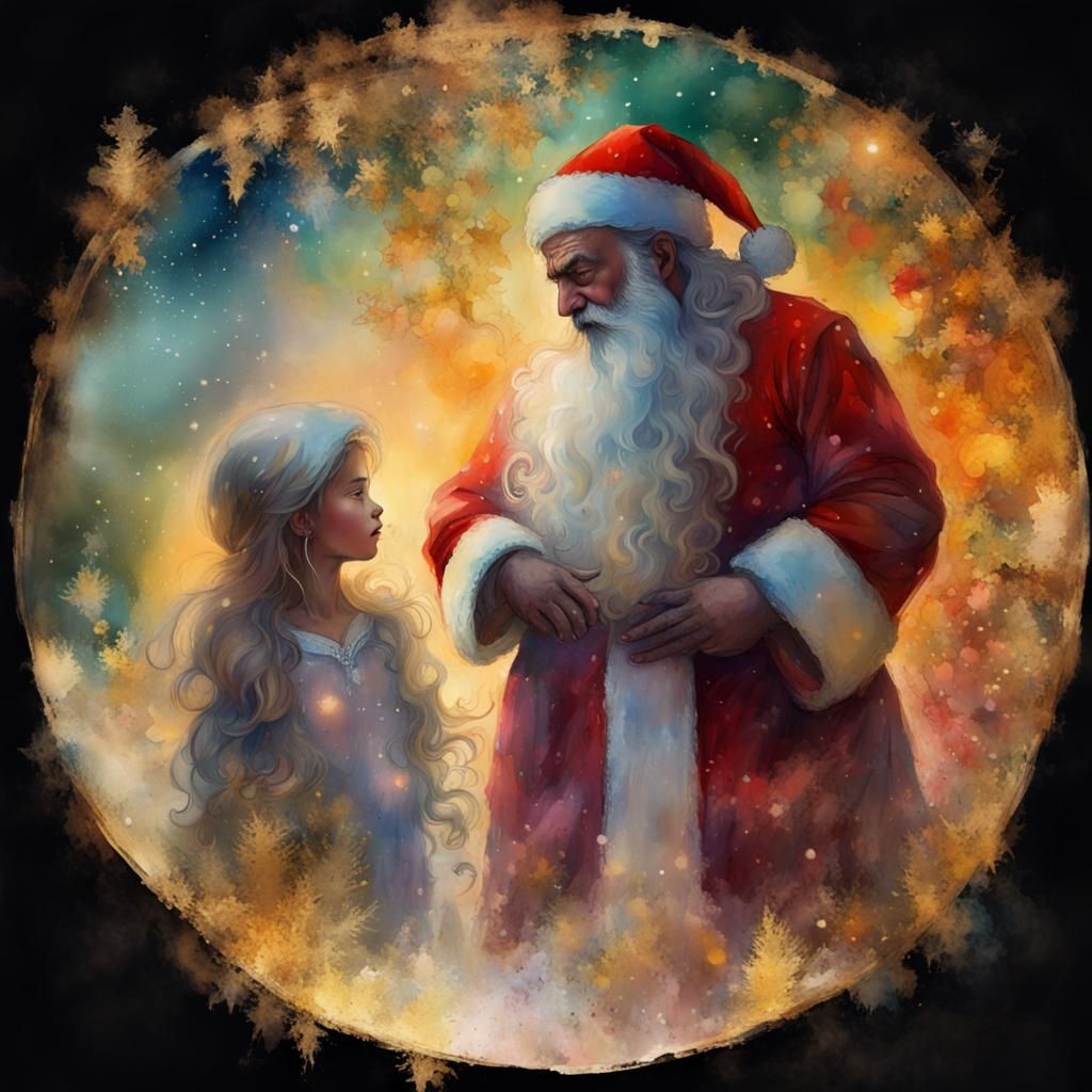 Father Christmas Silhouette in Golden Hour Fairytale