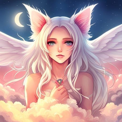 Pastel Fantasy Queen with Cat Ears and Galaxy Scars