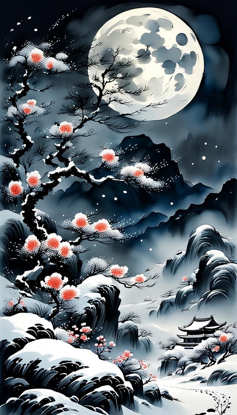 Wind, Flowers, Snow, Moon in Kuo-Sung Style