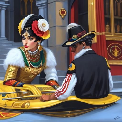 Detailed 3D Woman in Art Deco Style