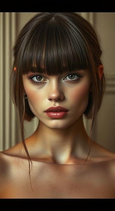 Woman with Blunt Bangs in Editorial Photography