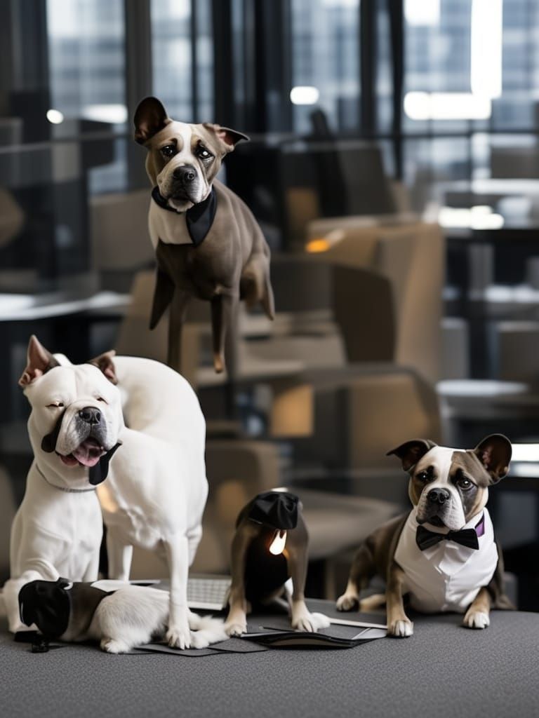 Dogs in Suits Working in City Offices