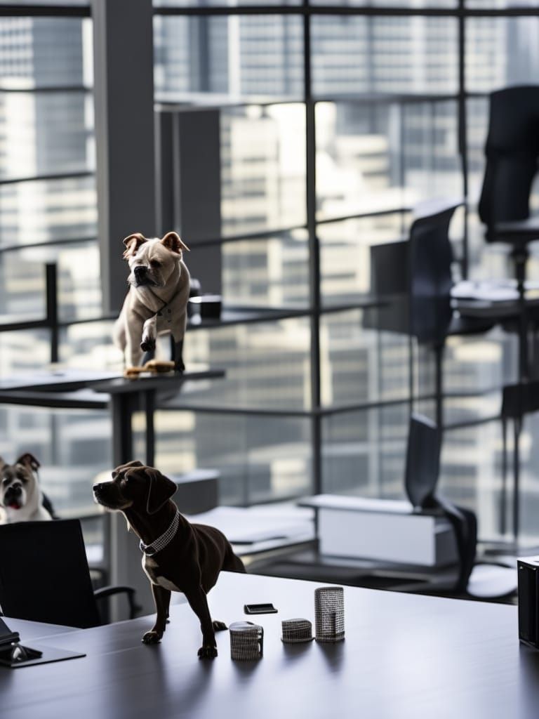 Corporate Canines Under a Dark City Sky