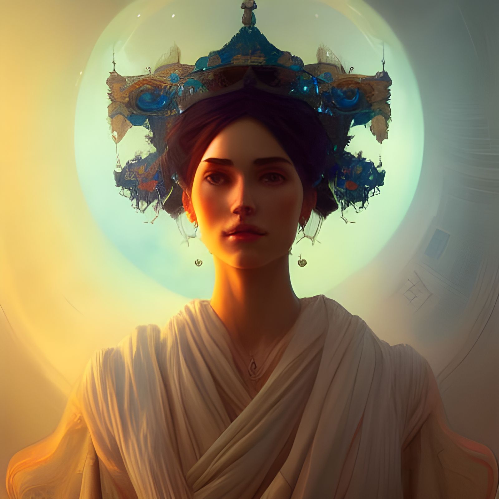 Detailed Portrait of Woman with Dynamic Lighting