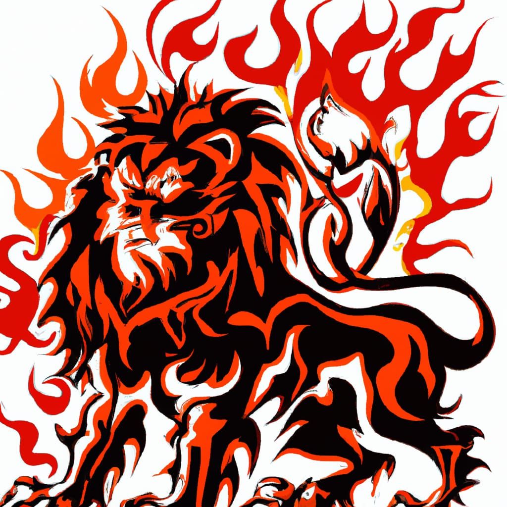 Majestic Magma Lion Roars in Digital Art