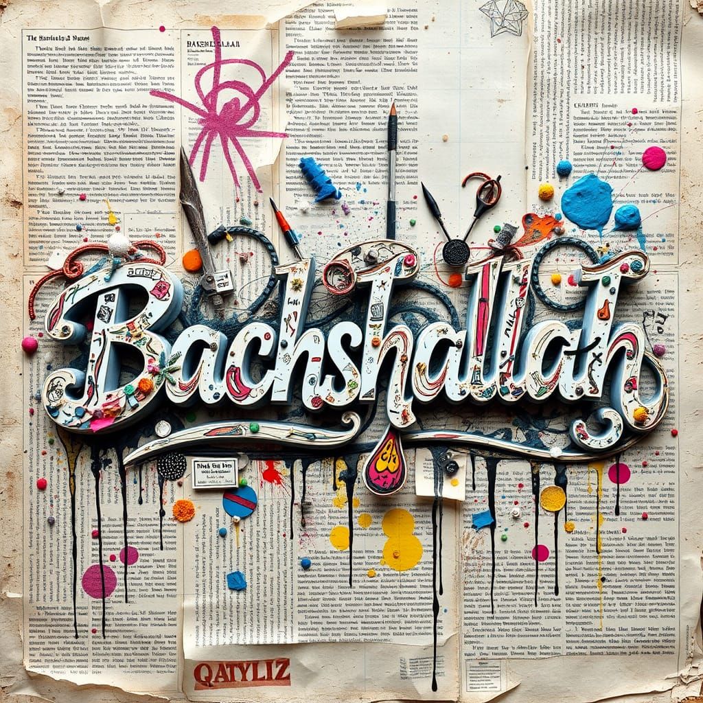 Dynamic Mixed Media Art with 3D Calligraphy