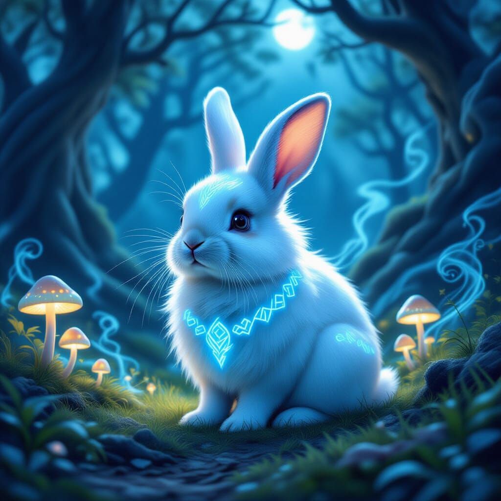 Magical Rabbit in Enchanted Forest
