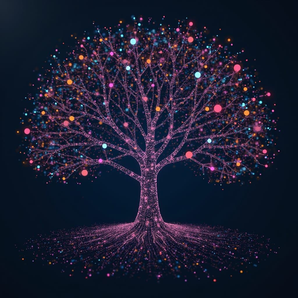 Neon Code Tree in Cyberpunk Style