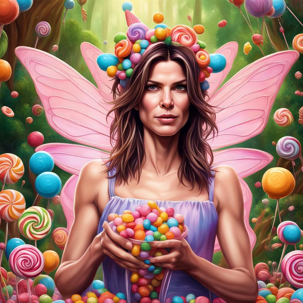 Sandra Bullock as a Fairy in Candy Art Style