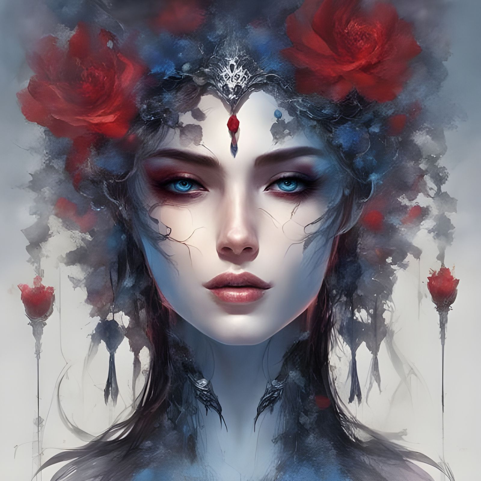 Glass Gothic Enchantress with Floral Adornments