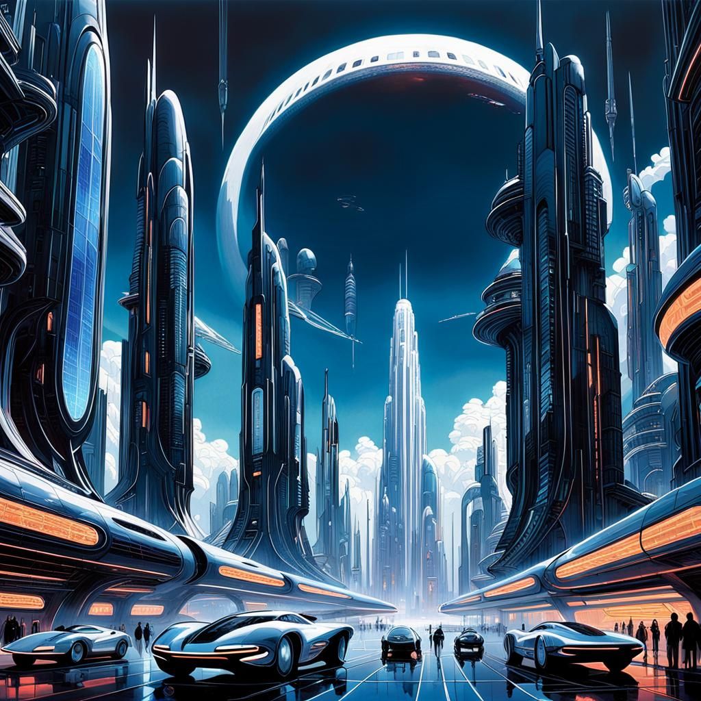 Neon Skyscrapers and Flying Cars in Dark Future