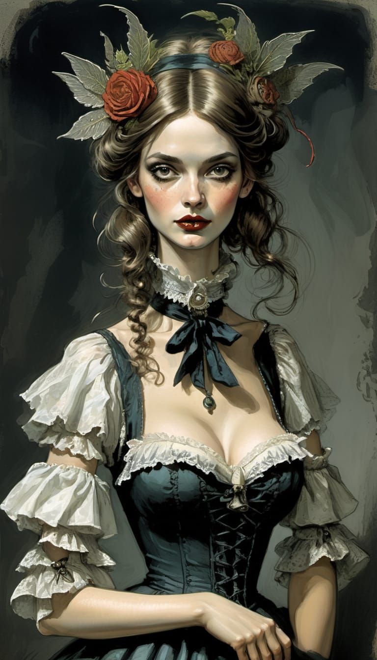 Dark Fairy Tale in Punch Cartoon Style