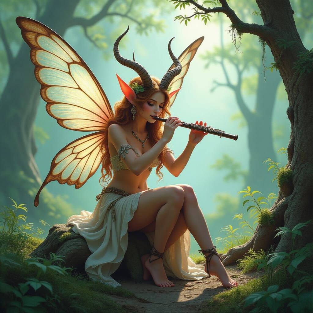 Enchanting Fairy-Satyr Fusion in Whimsical Forest