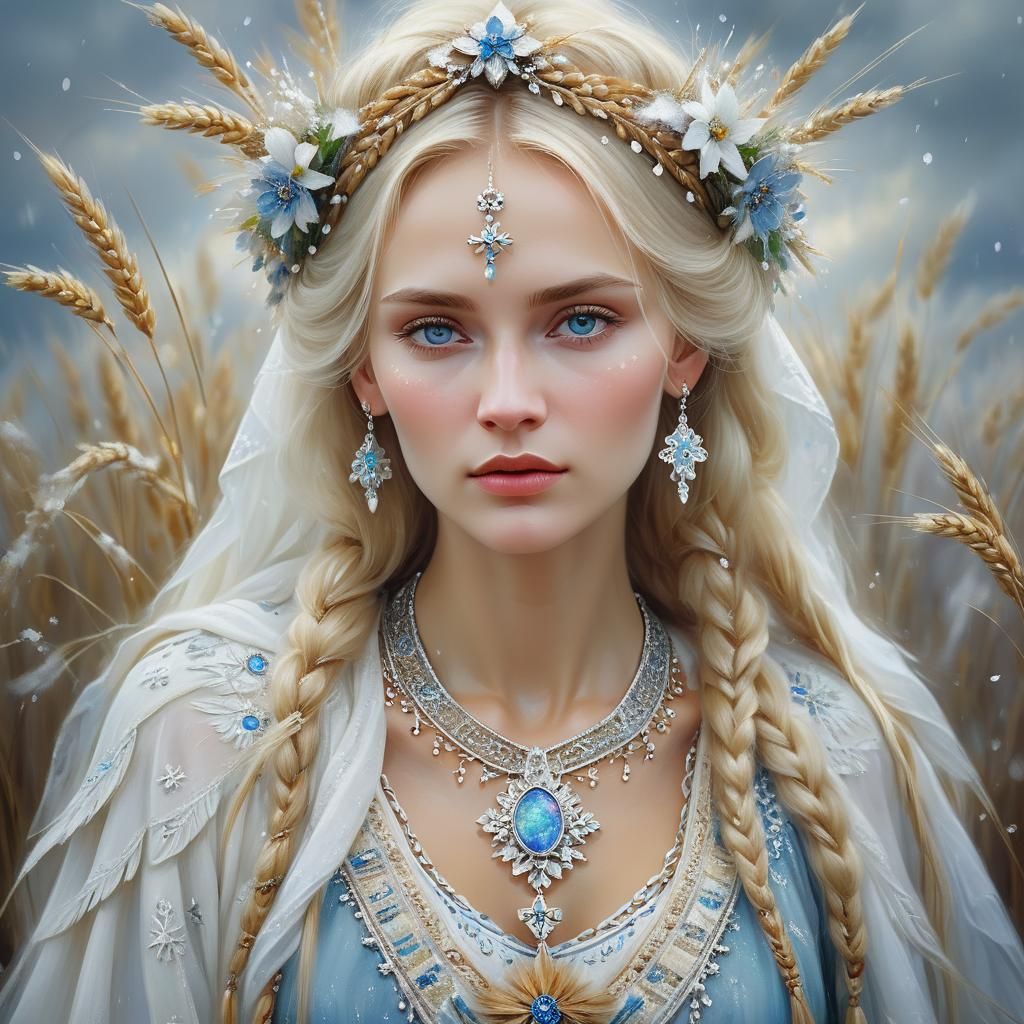 Slavic Beauty in Impressionist Portrait with Wreath