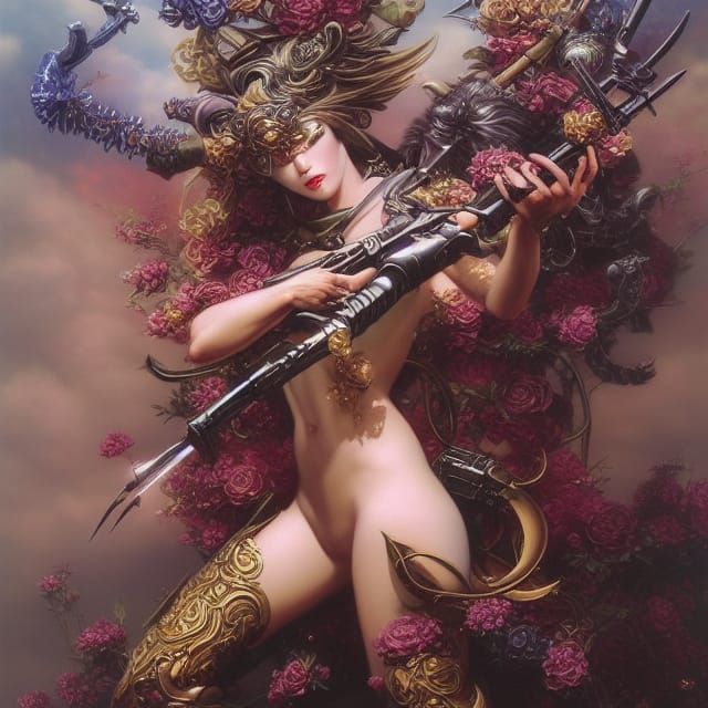 Floral Weaponry in Detailed Digital Matte Painting