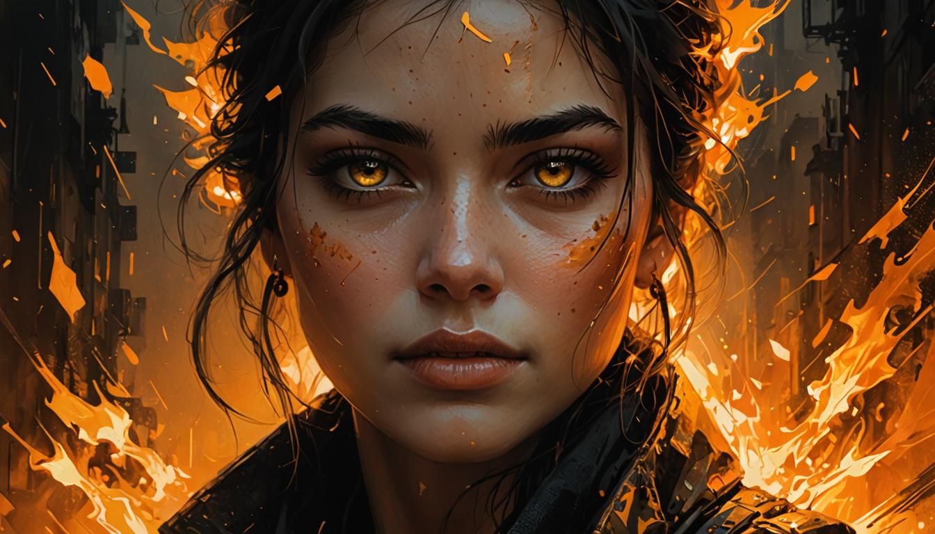 Fiery Portrait in Digital Art Style
