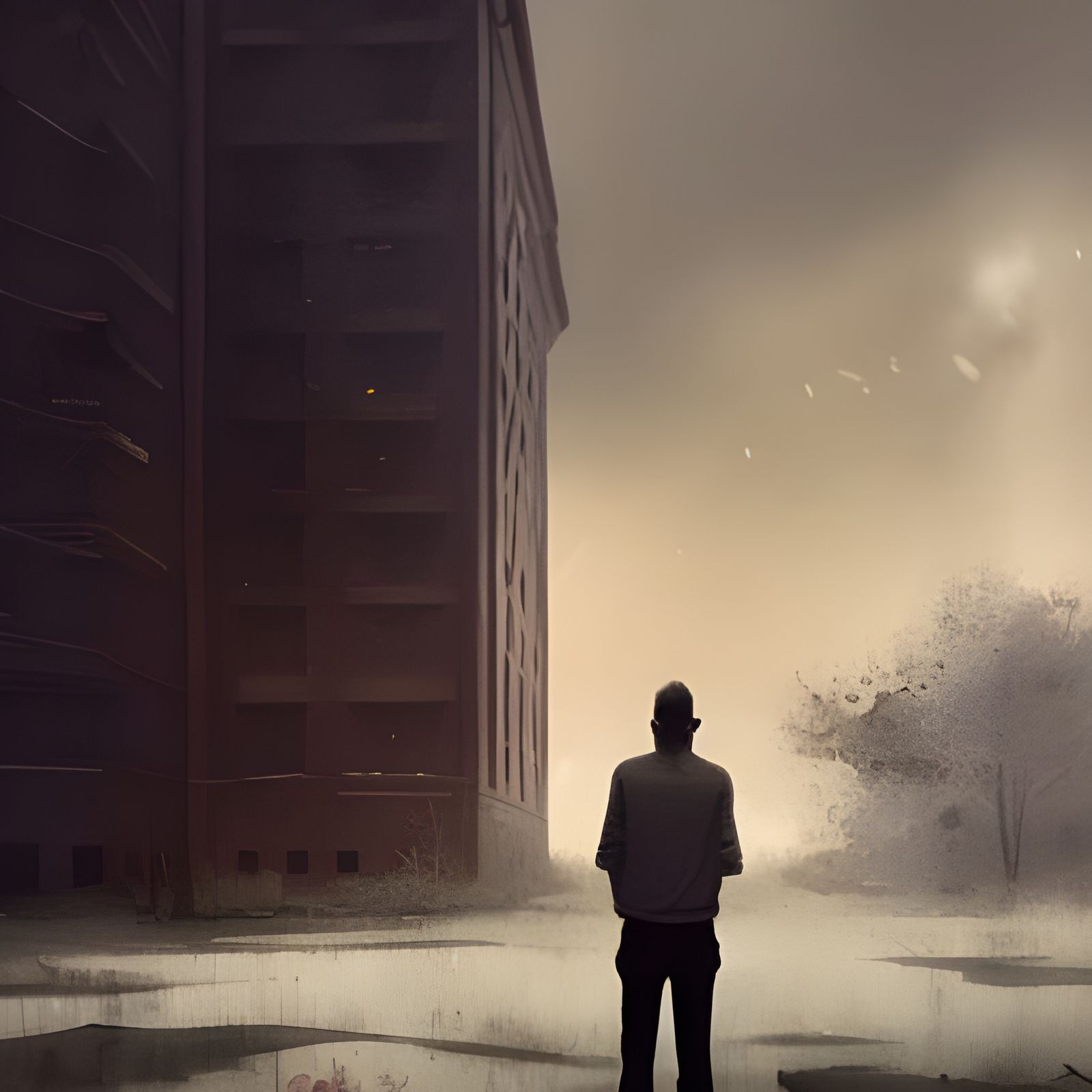 Sinister View of Abandoned High School