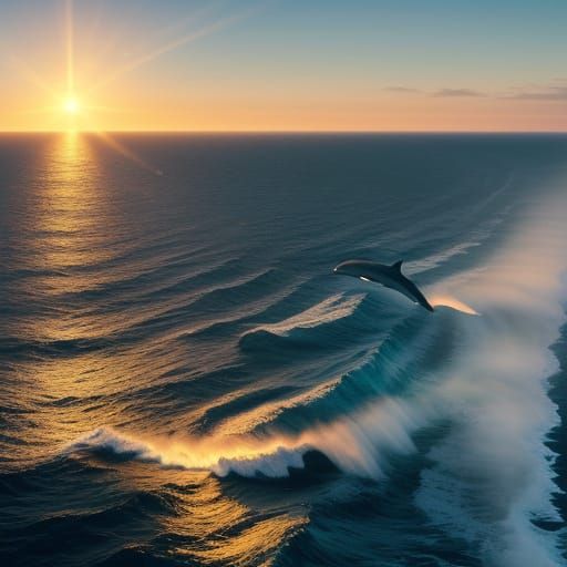 Dolphins Leap From Ocean Sunrise in Cinematic Masterpiece