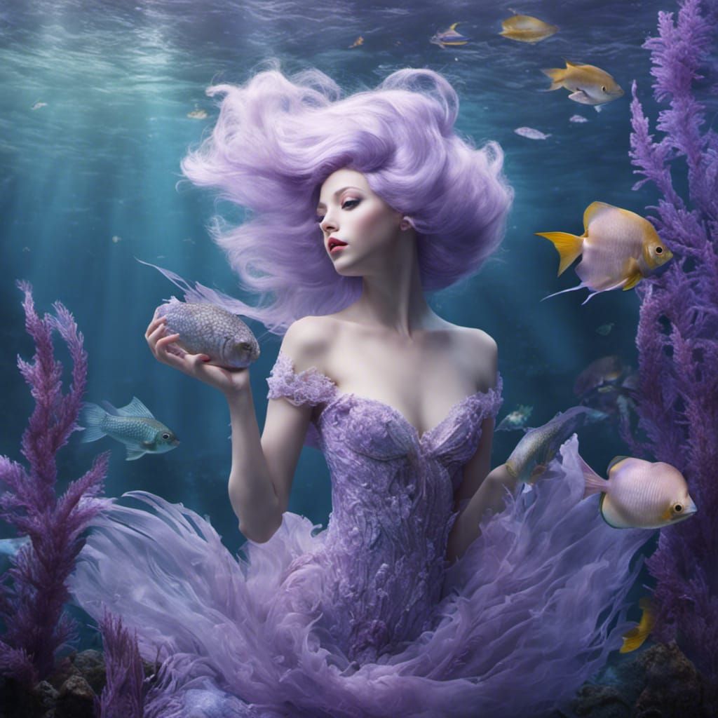 Pale Purple Mermaid in an Aquarium
