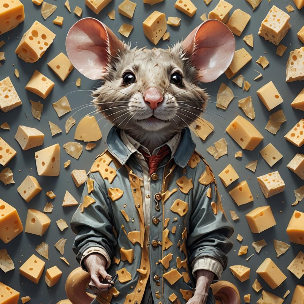 Mouse in Swiss Cheese Outfit: Hyperdetailed Portrait