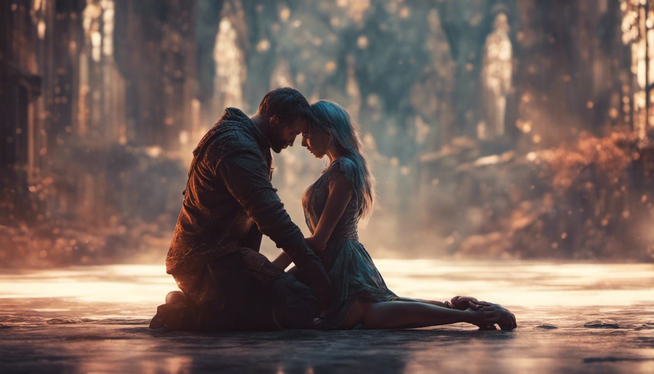 Cinematic Image of Woman Comforting Man