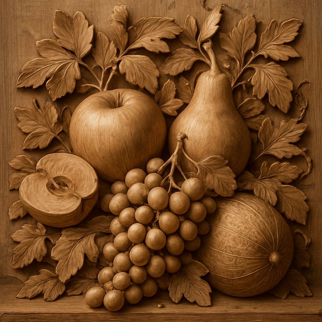 Wooden Still Life in Grinling Gibbons Style